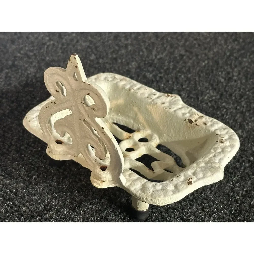 Antique Pedestal Sink bathtub Cast Iron Victorian Bar Soap Dish Raised Feet